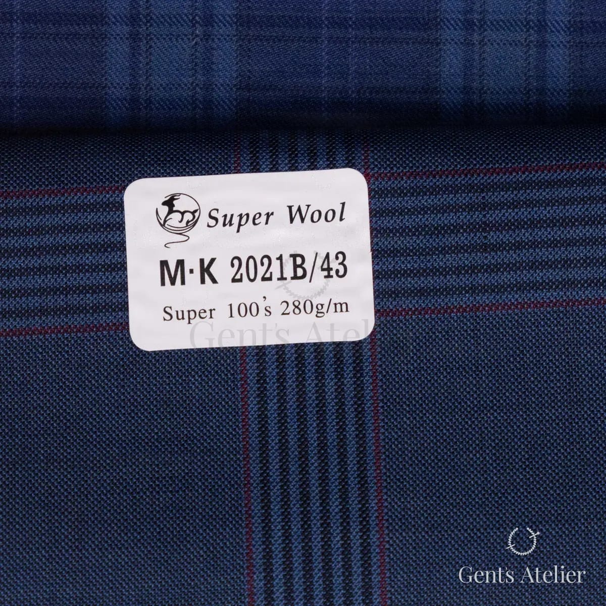 Образец ткани Gent's Colors M·K 2021B/43 с этикеткой, тёмно-синий