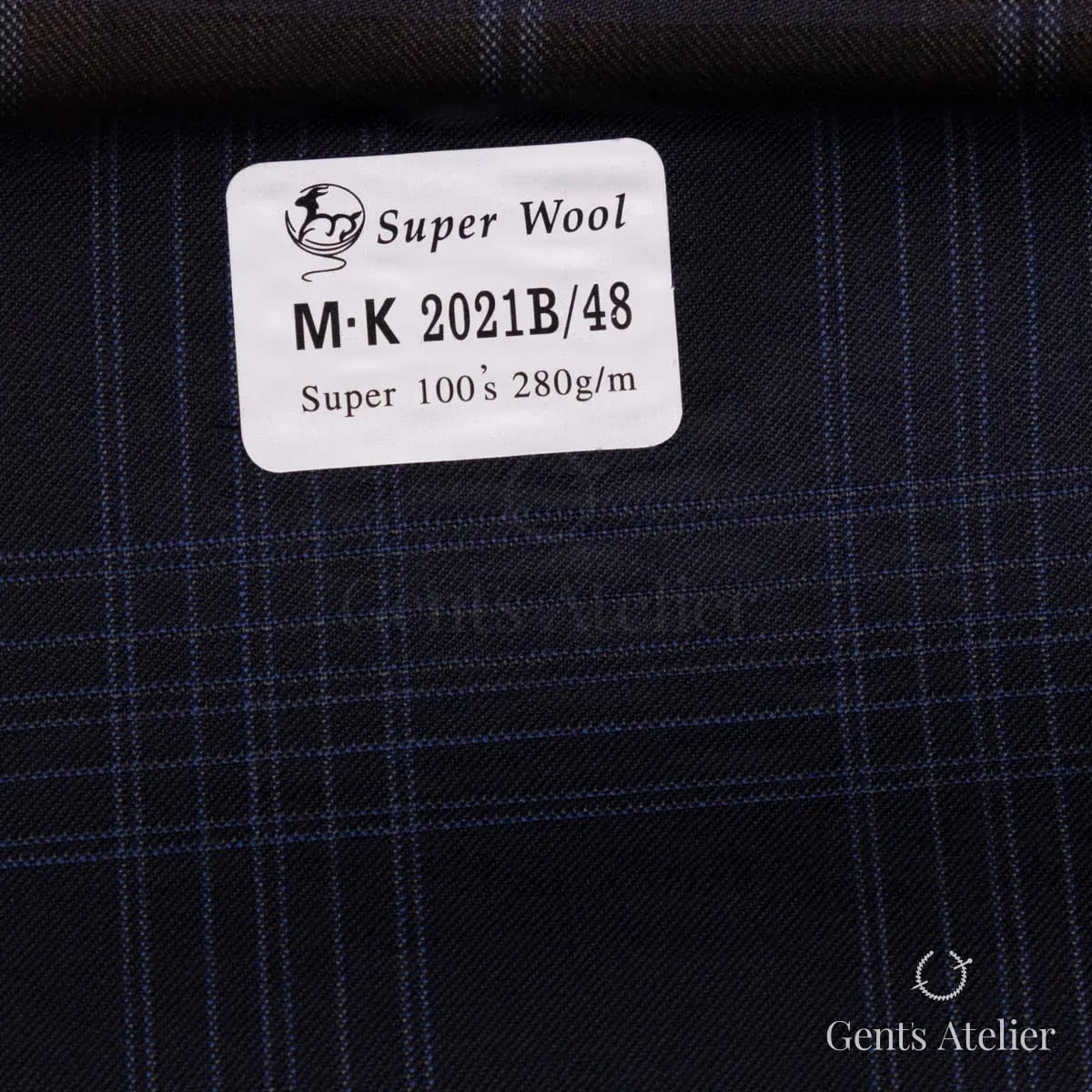 Образец ткани Gent's Colors M·K 2021B/48 с этикеткой, тёмно-синий