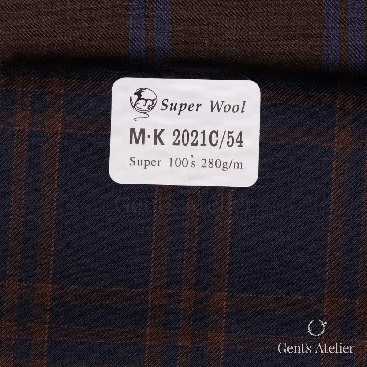 Образец ткани Gent's Colors M·K 2021C/54 с этикеткой, тёмно-синий