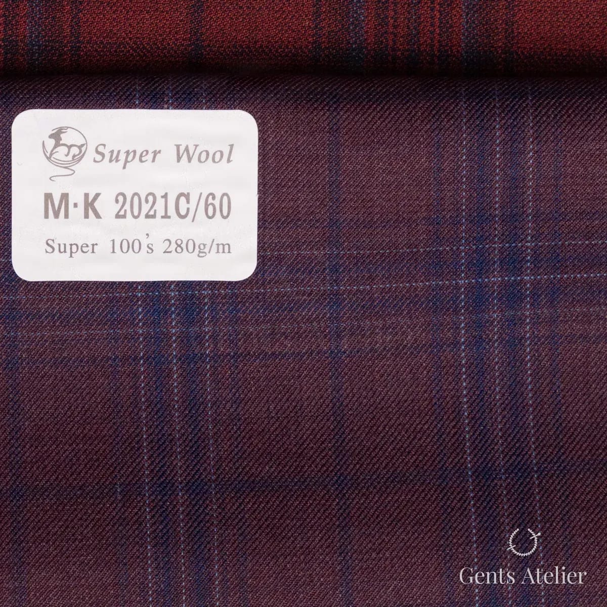 Образец ткани Gent's Colors M·K 2021C/60 с этикеткой, бордовый