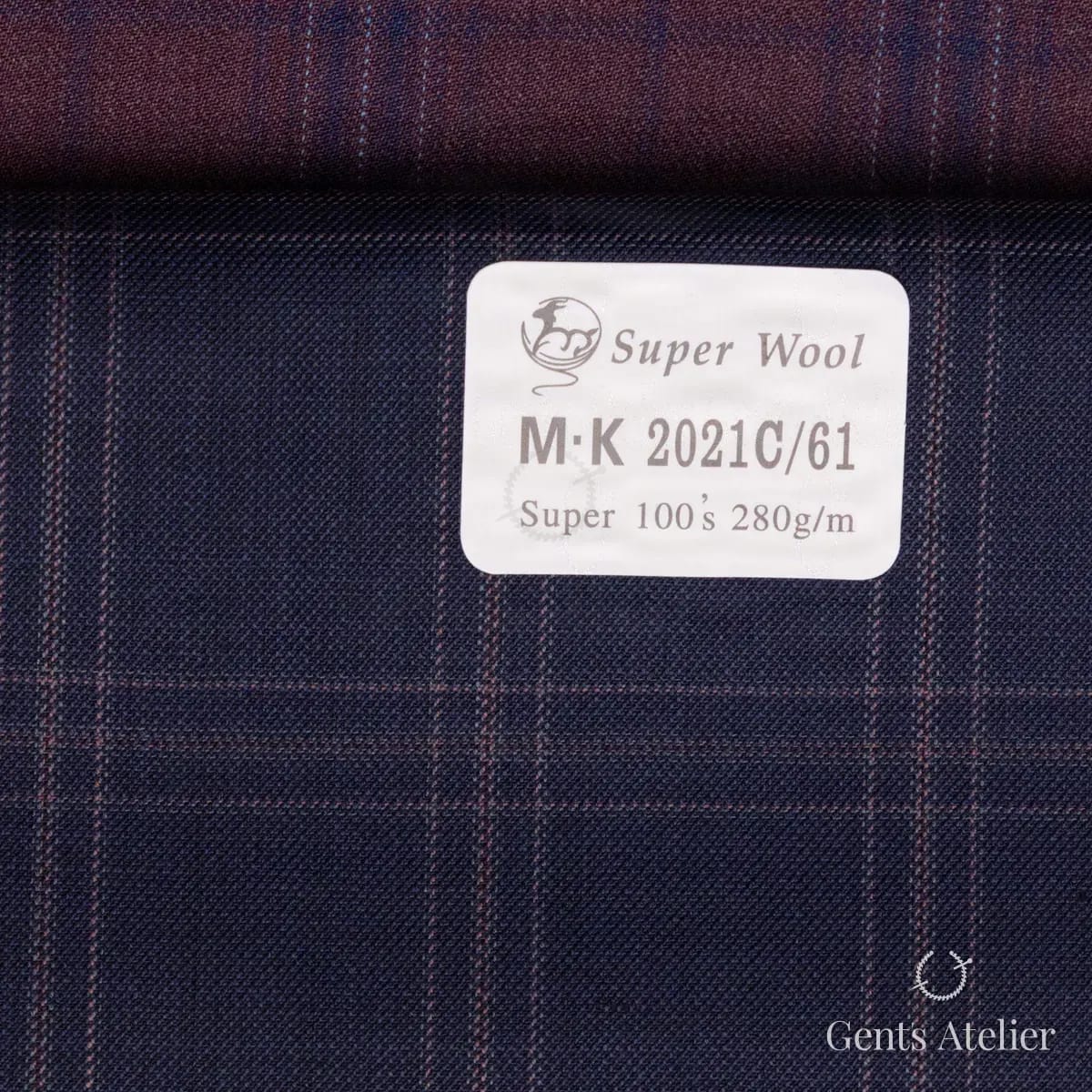 Образец ткани Gent's Colors M·K 2021C/61 с этикеткой, тёмно-синий