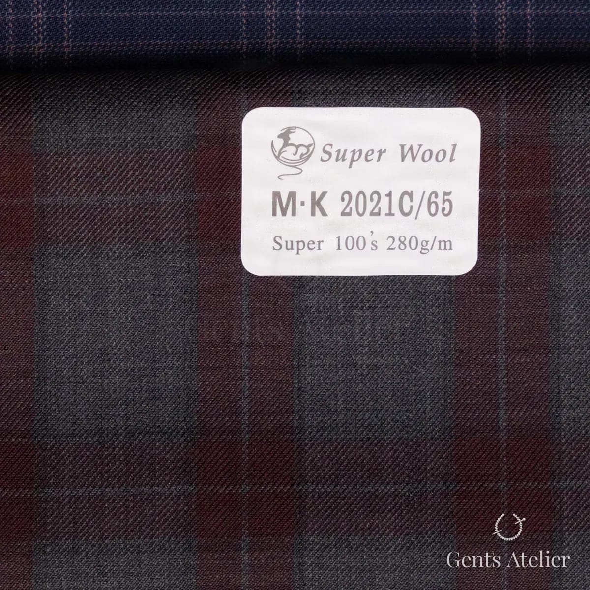 Образец ткани Gent's Colors M·K 2021C/65 с этикеткой, тёмно-серый