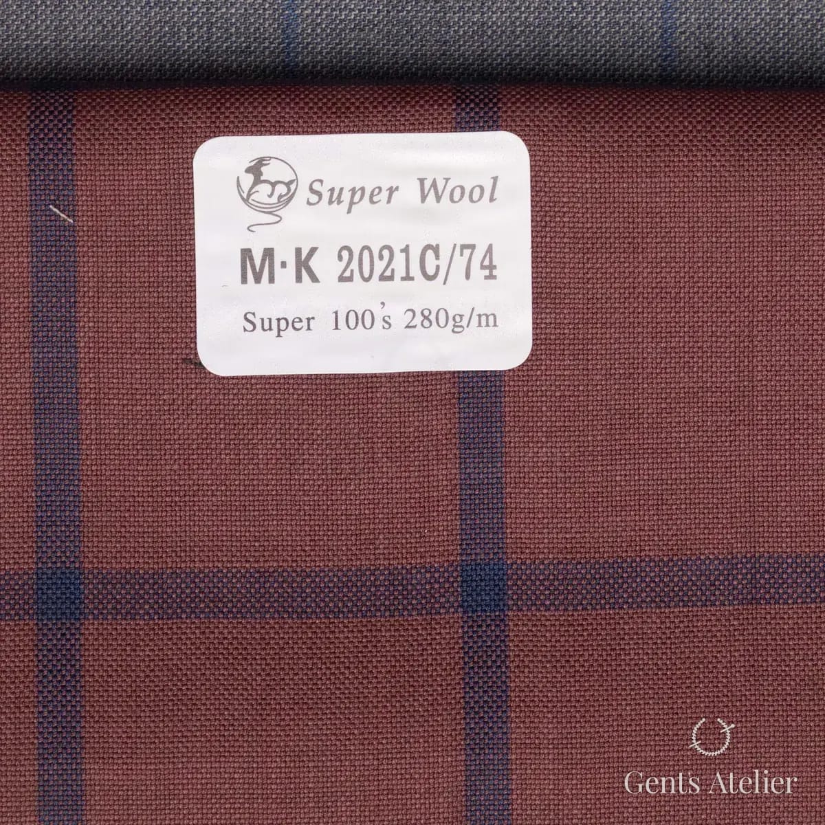 Образец ткани Gent's Colors M·K 2021C/74 с этикеткой, бордовый