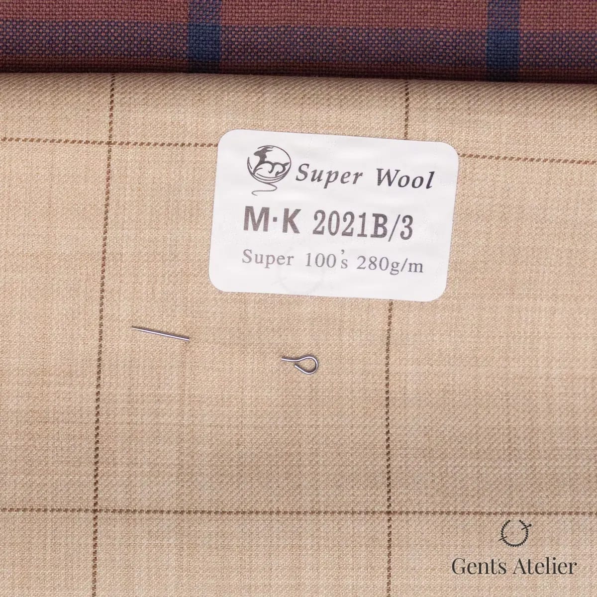 Образец ткани Gent's Colors M·K 2021B/3 с этикеткой, бежевый