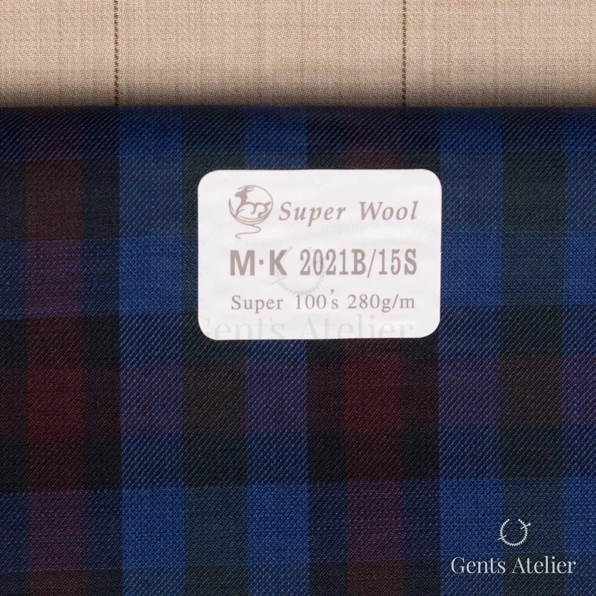 Образец ткани Gent's Colors M·K 2021B/15S с этикеткой, синий