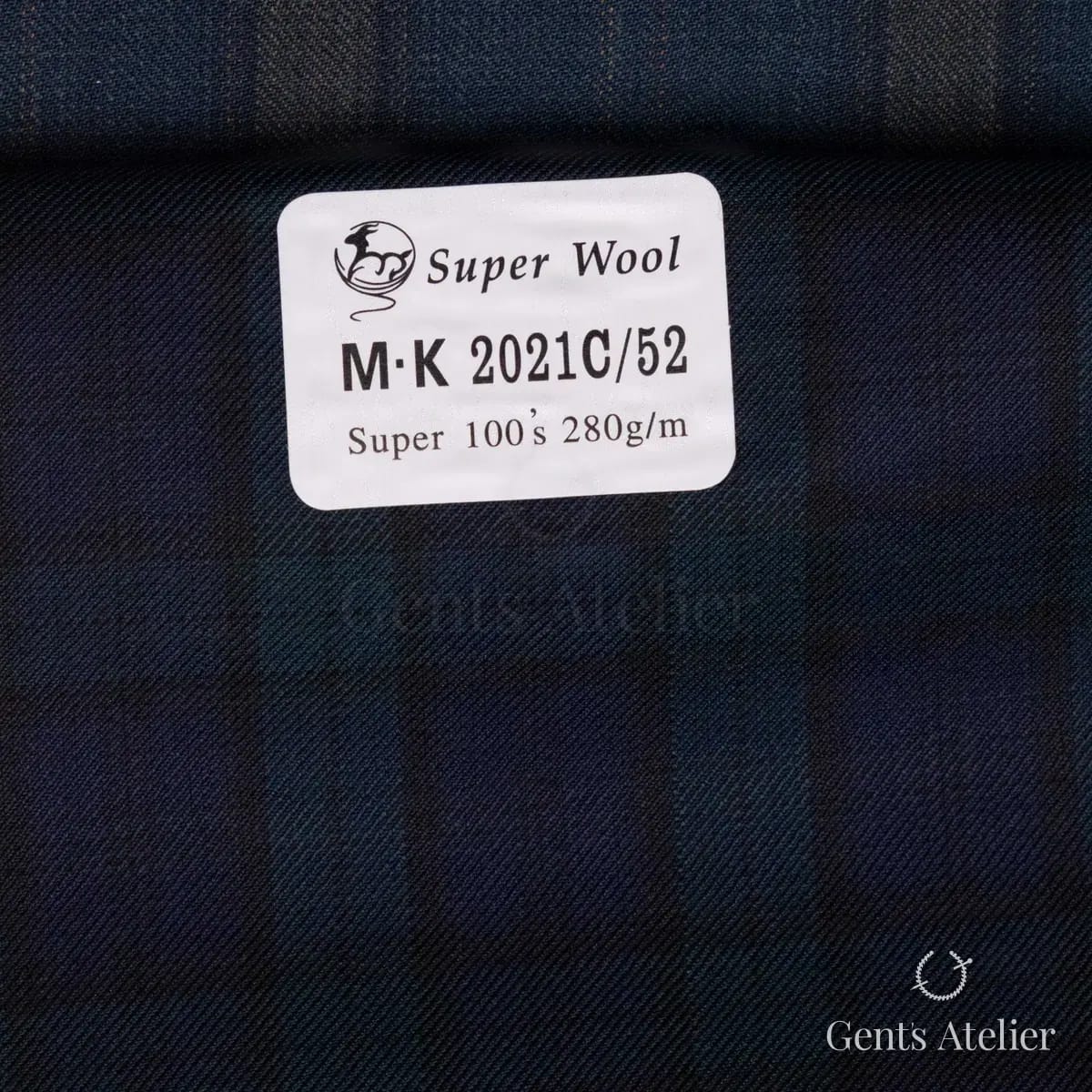 Образец ткани Gent's Colors M·K 2021C/52 с этикеткой, тёмно-синий