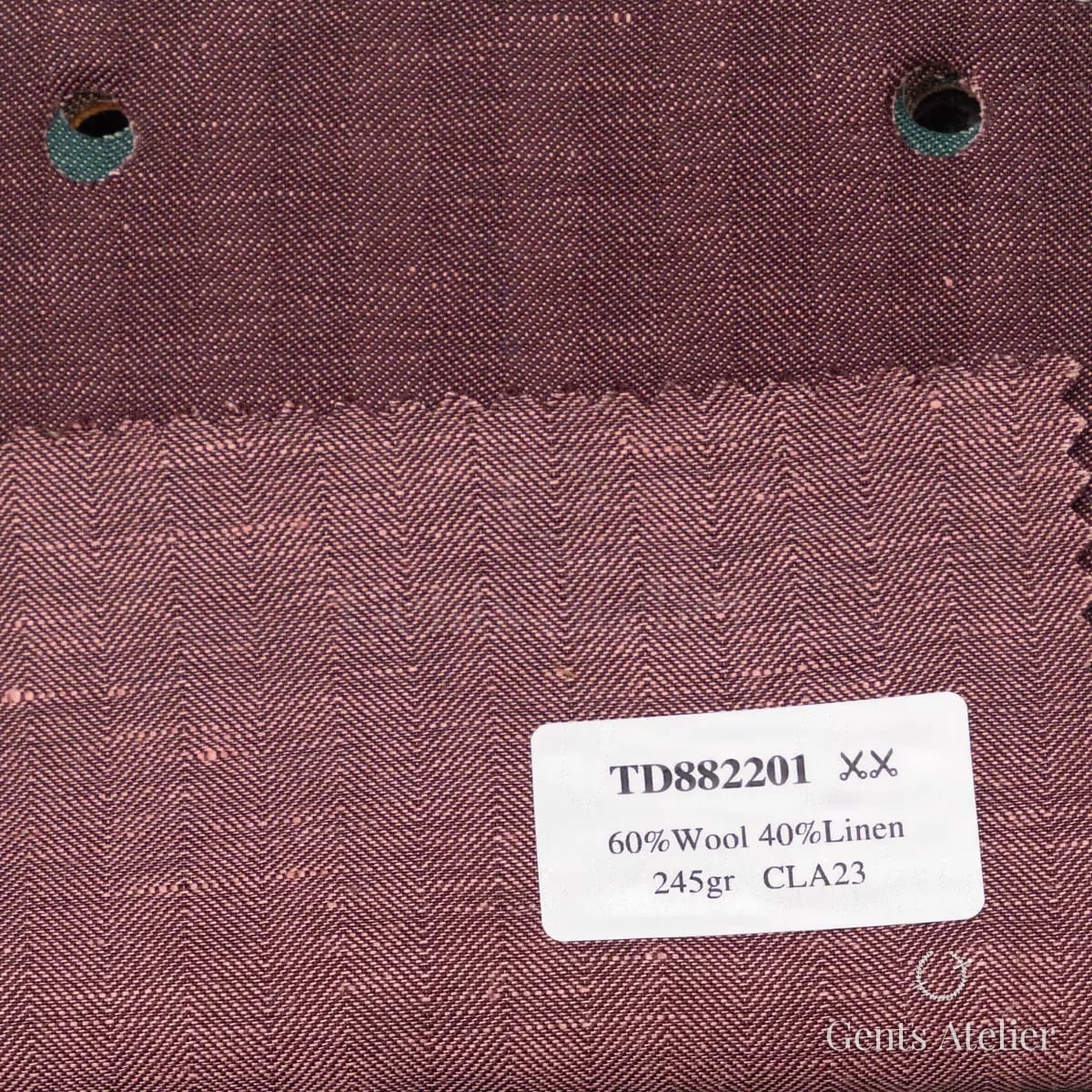 Образец ткани Dormeuil TD882201 с этикеткой, бордовый