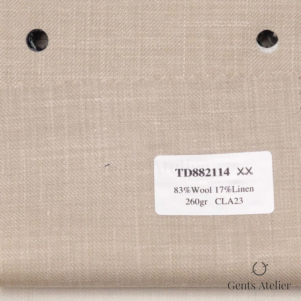 Образец ткани Dormeuil TD882114 с этикеткой, бежевый