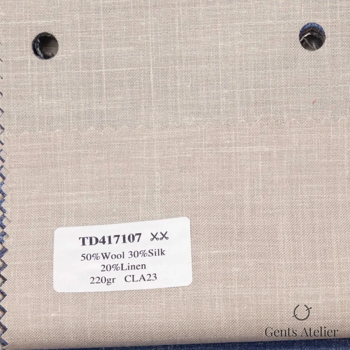Образец ткани Dormeuil TD417107 с этикеткой, бежевый