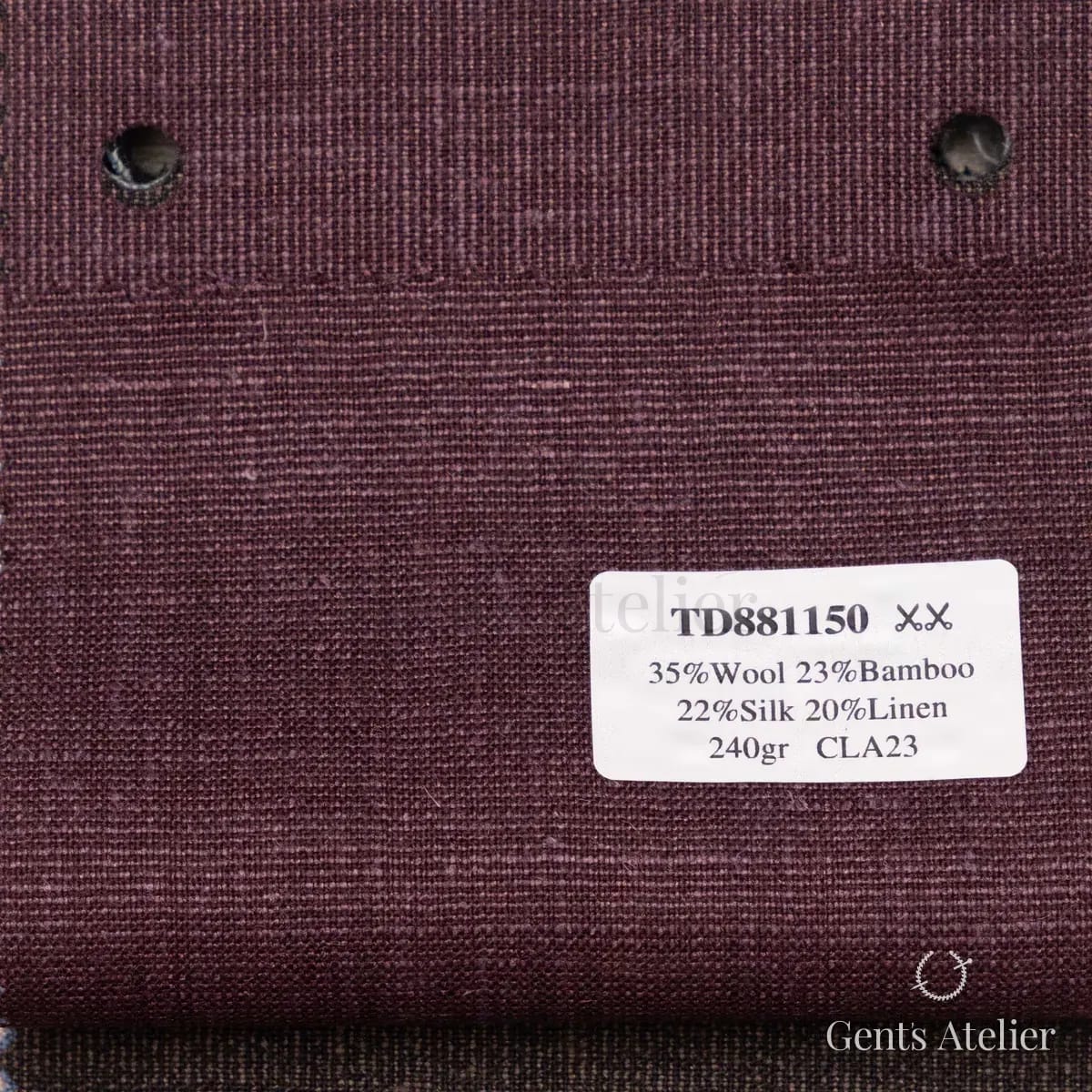 Образец ткани Dormeuil TD881150 с этикеткой, бордовый