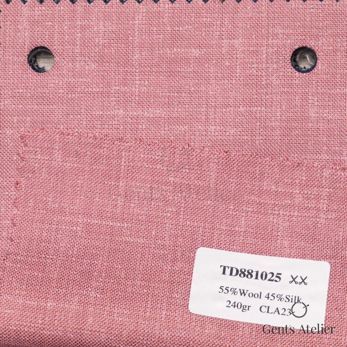 Образец ткани Dormeuil TD881025 с этикеткой, коралловый
