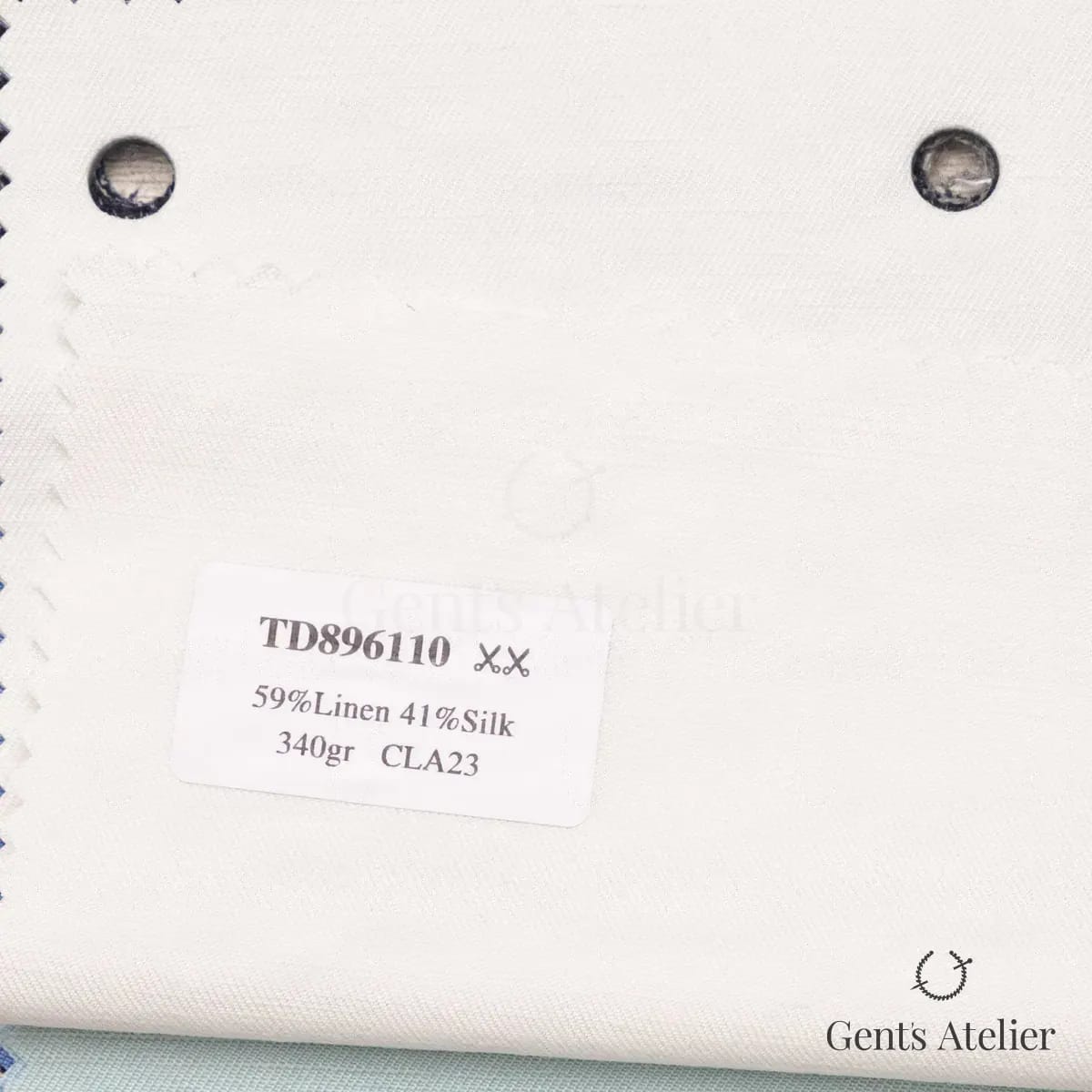 Образец ткани Dormeuil TD896110 с этикеткой, молочный