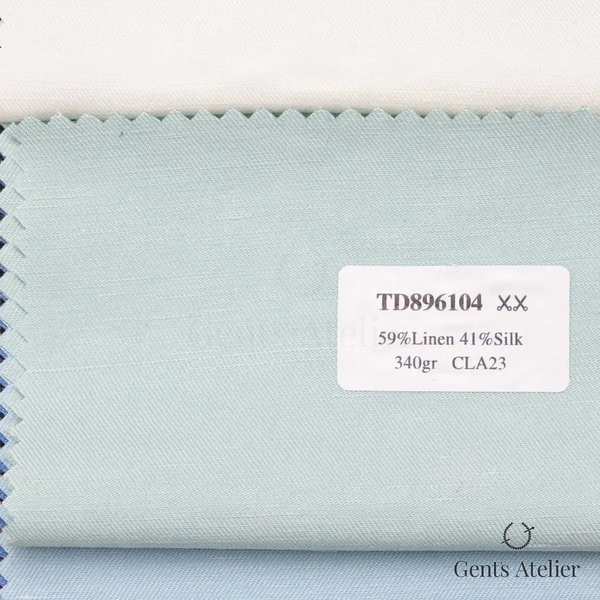 Образец ткани Dormeuil TD896104 с этикеткой, светло-мятный