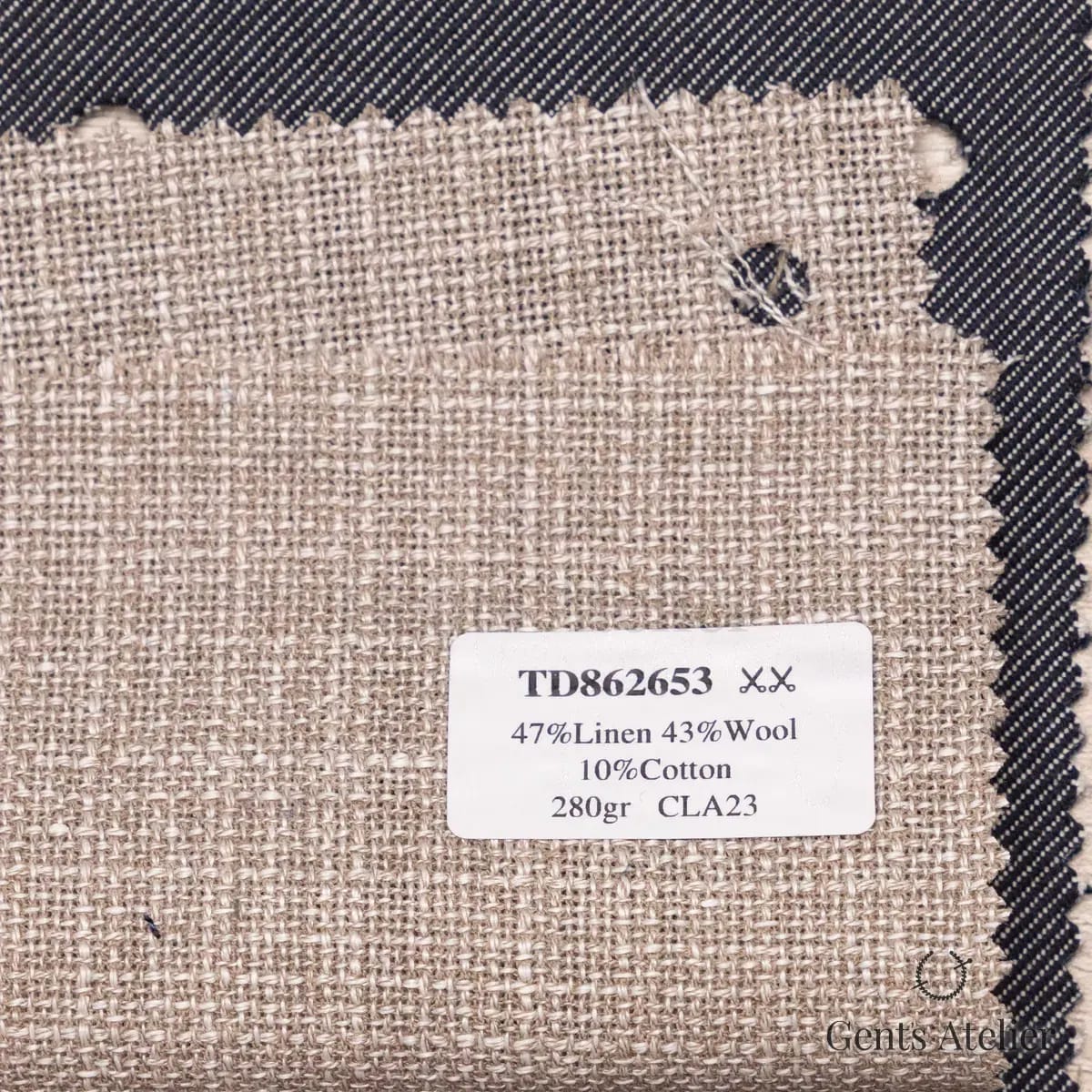 Образец ткани Dormeuil TD862653 с этикеткой, бежевый