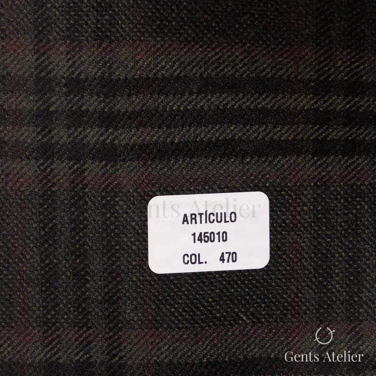 Образец ткани Barrington 145010/470 с этикеткой, тёмно-оливковый