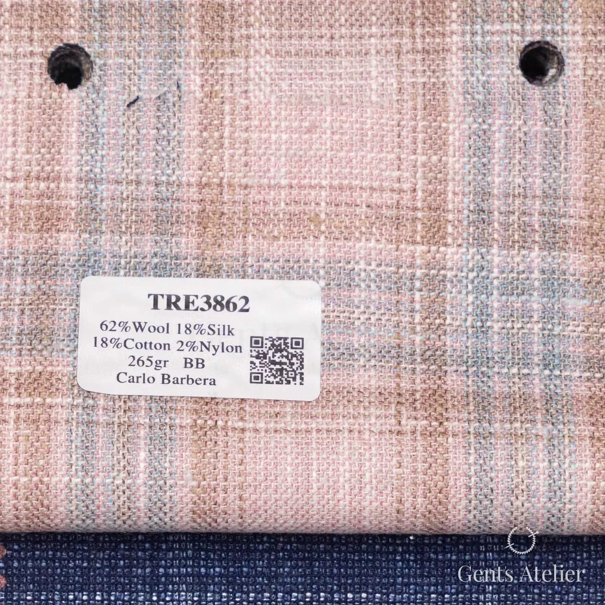 Образец ткани Carlo Barbera TRE3862 с этикеткой, розовый