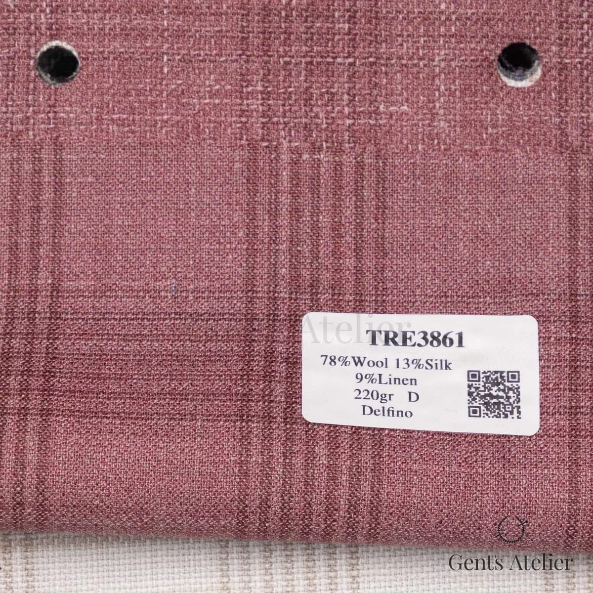 Образец ткани Delfino TRE3861 с этикеткой, бордовый