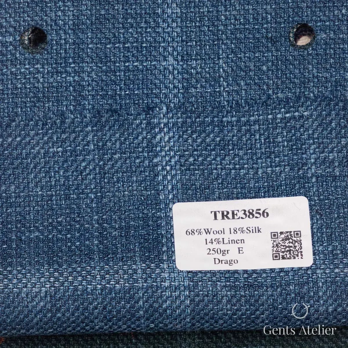 Образец ткани Drago TRE3856 с этикеткой, синий