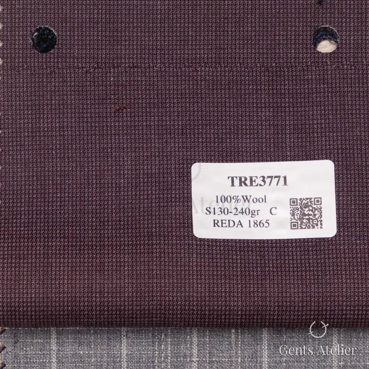 Образец ткани Reda TRE3771 с этикеткой, бордовый