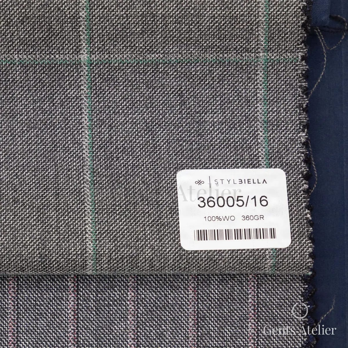 Образец ткани Stylbiella 36005/16 с этикеткой, серый