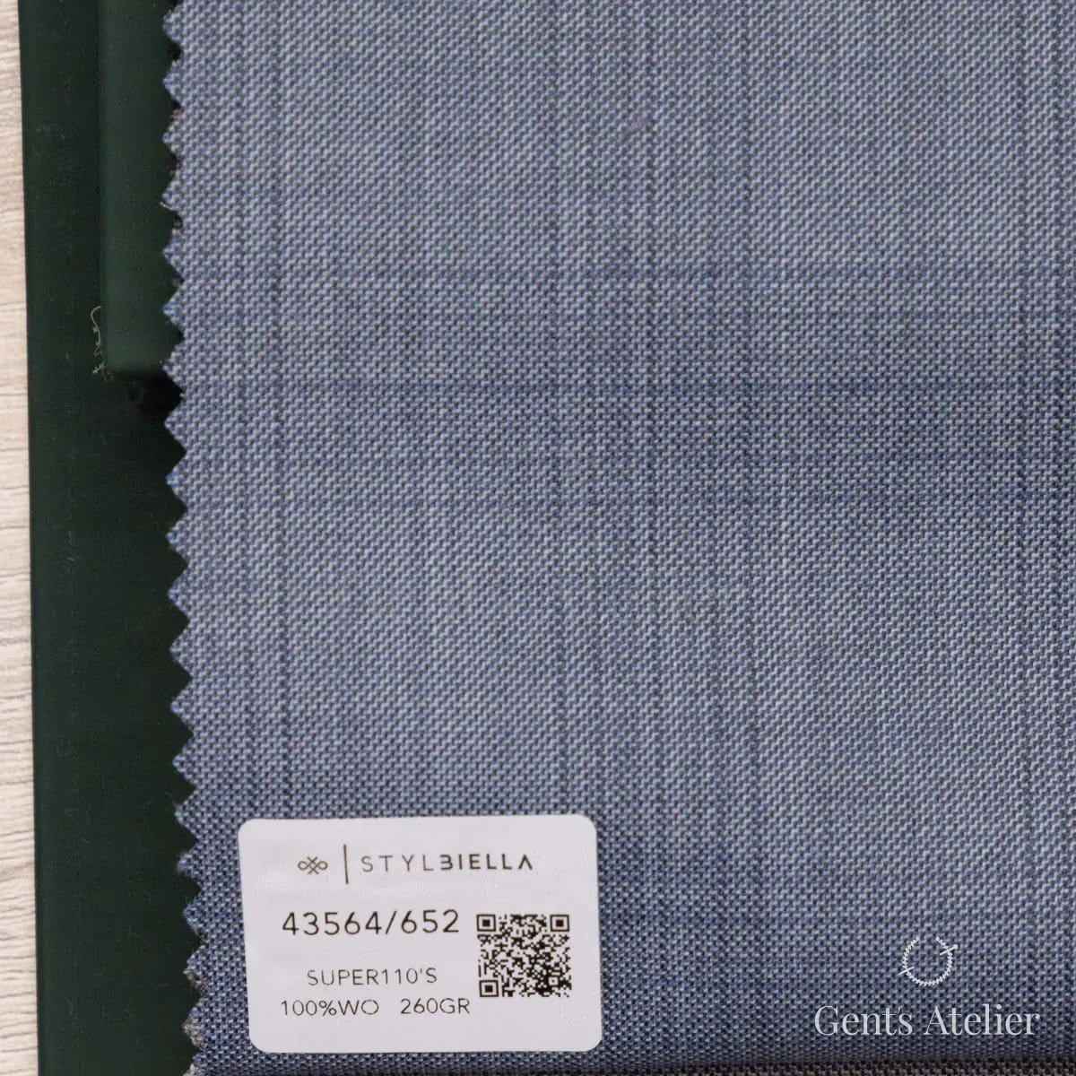 Образец ткани Stylbiella 43564/652 с этикеткой, синий