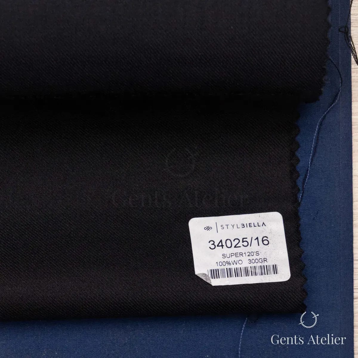 Образец ткани Stylbiella 34025/16 с этикеткой, чёрный