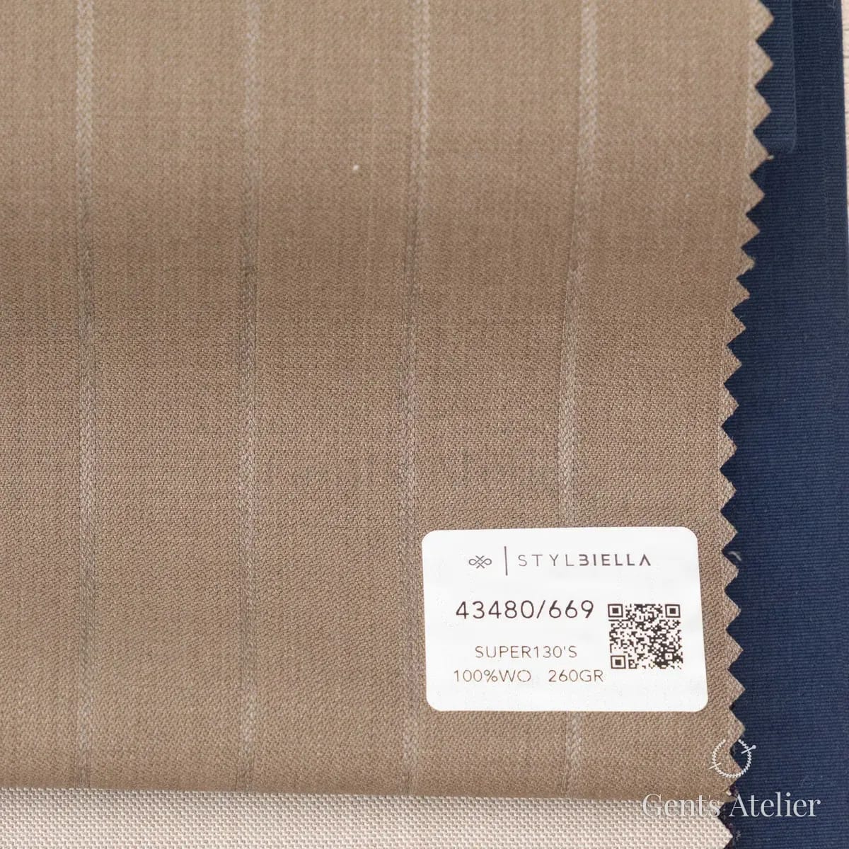 Образец ткани Stylbiella 43480/669 с этикеткой, бежевый