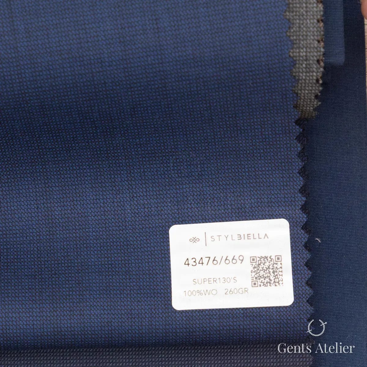 Образец ткани Stylbiella 43476/669 с этикеткой, синий