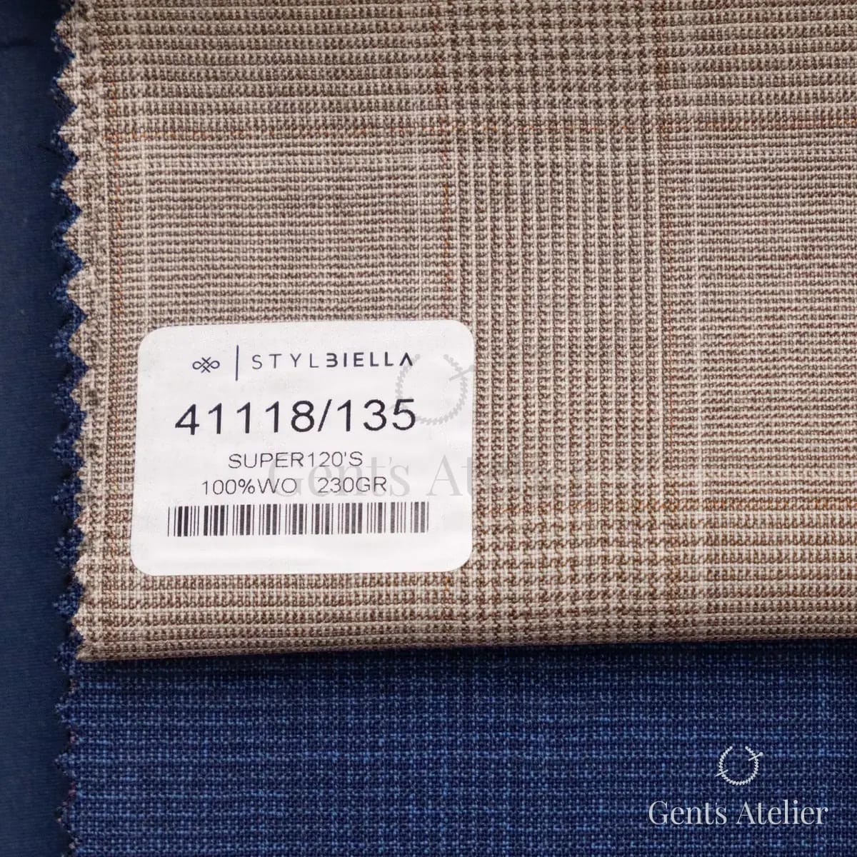 Образец ткани Stylbiella 41118/135 с этикеткой, бежевый