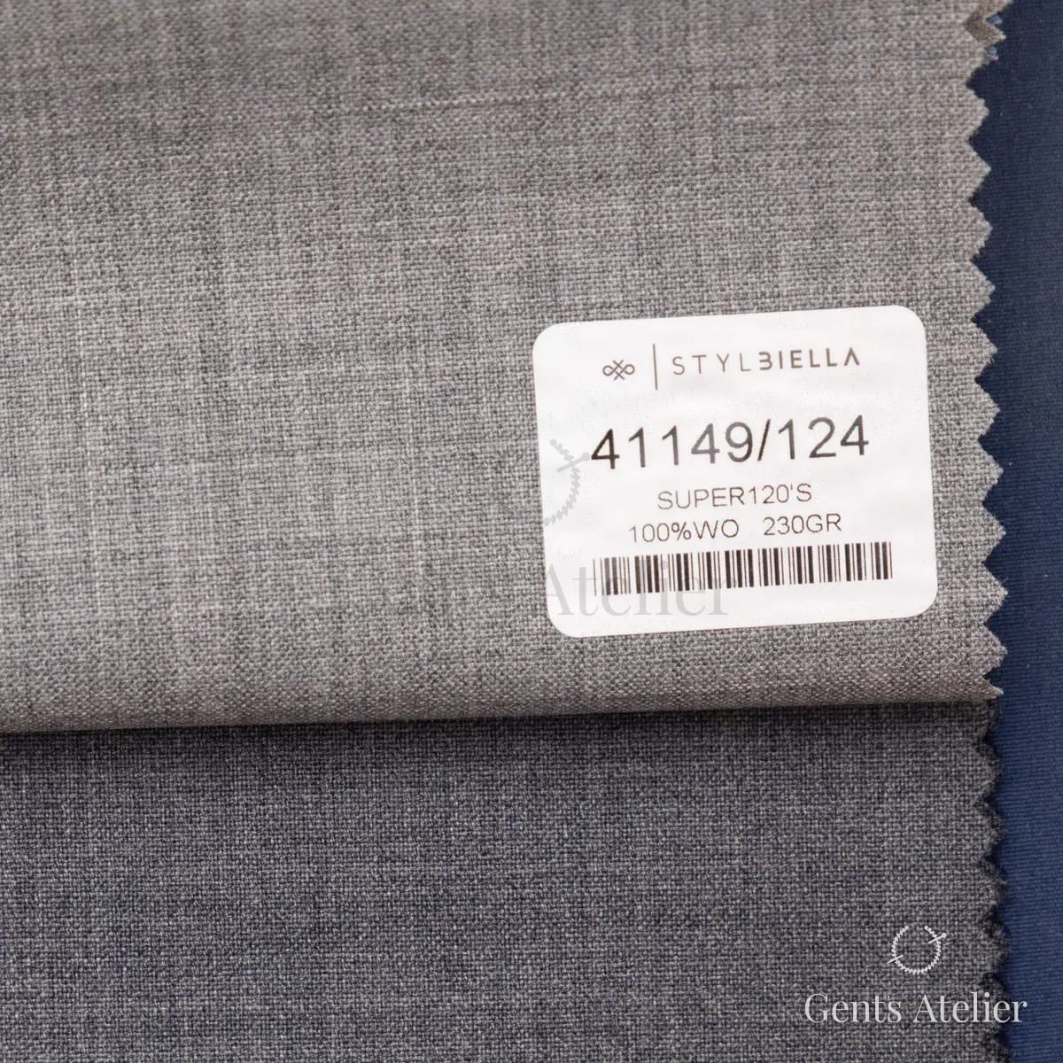 Образец ткани Stylbiella 41149/124 с этикеткой, серый