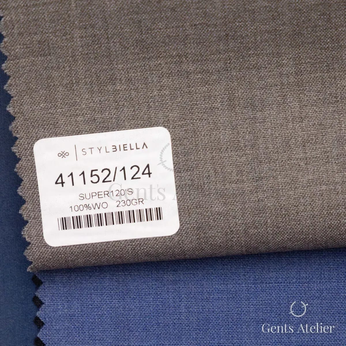 Образец ткани Stylbiella 41152/124 с этикеткой, серый