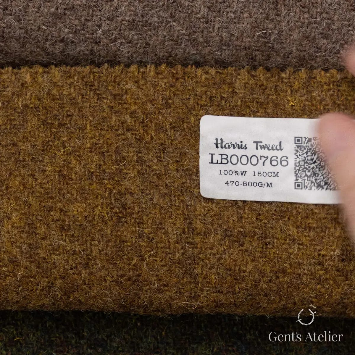 Образец ткани Harris Tweed LB000766 с этикеткой, горчичный