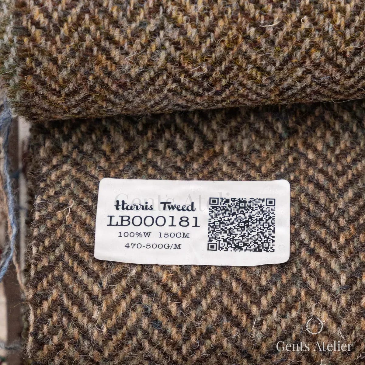 Образец ткани Harris Tweed LB000181 с этикеткой, коричневый