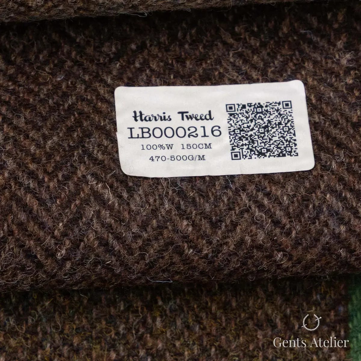 Образец ткани Harris Tweed LB000216 с этикеткой, тёмно-коричневый