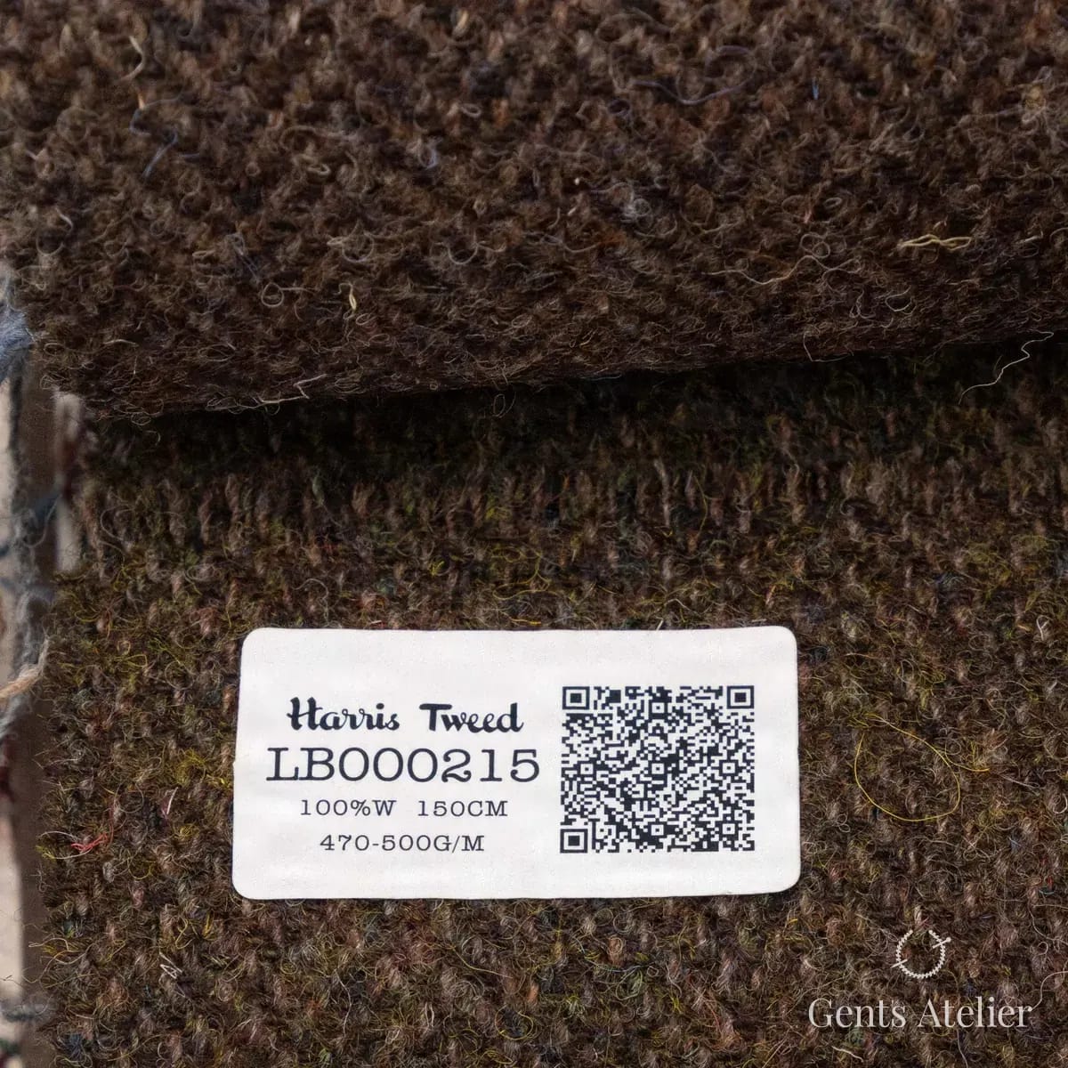 Образец ткани Harris Tweed LB000215 с этикеткой, коричневый