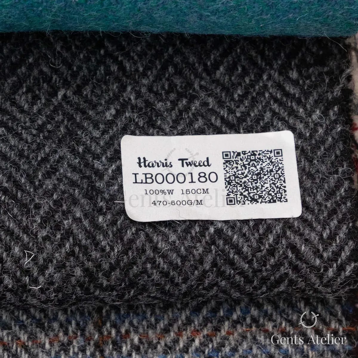 Образец ткани Harris Tweed LB000180 с этикеткой, угольный