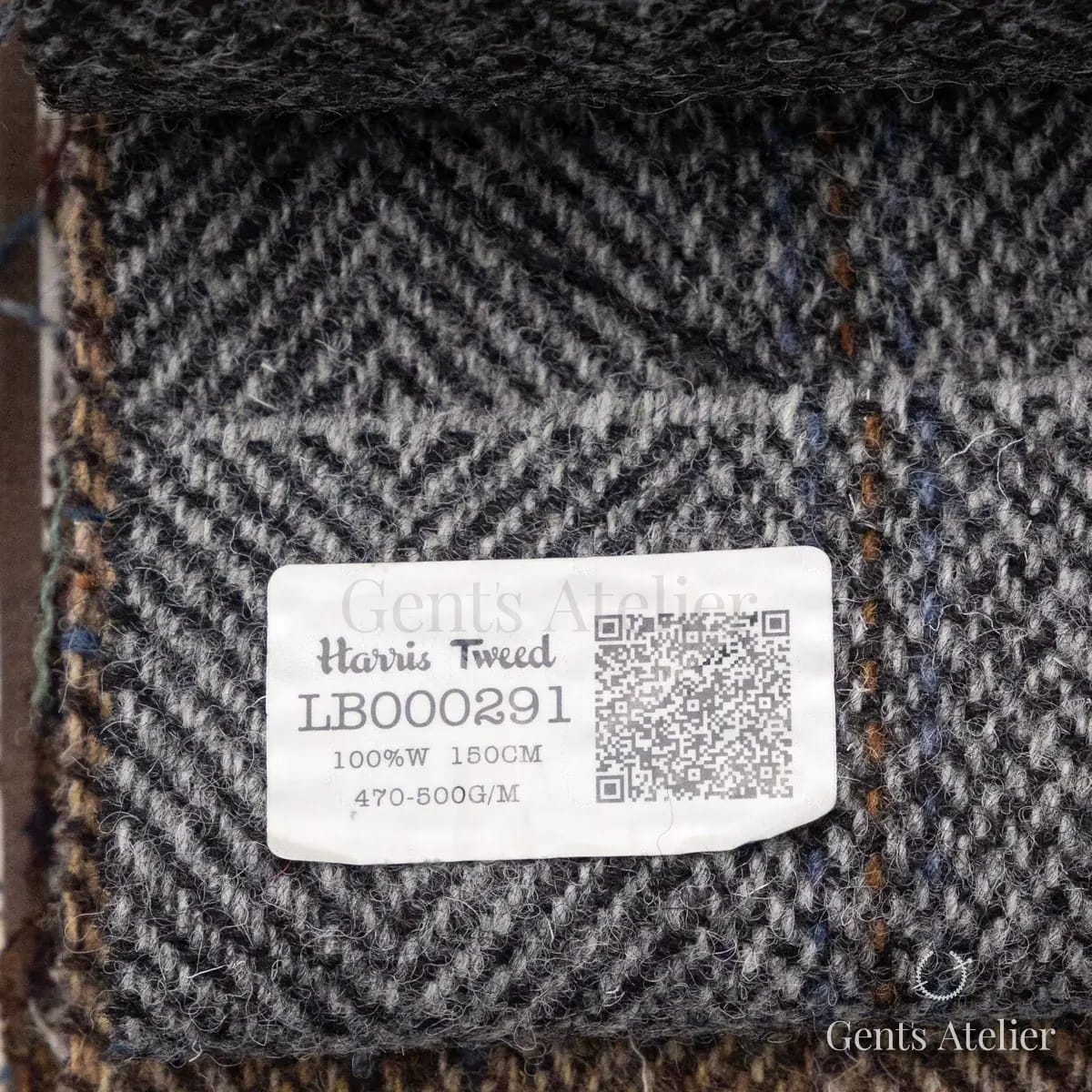 Образец ткани Harris Tweed LB000291 с этикеткой, серый