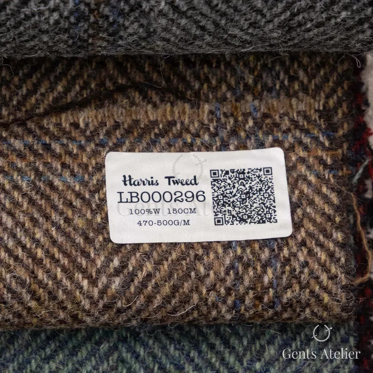 Образец ткани Harris Tweed LB000296 с этикеткой, коричневый