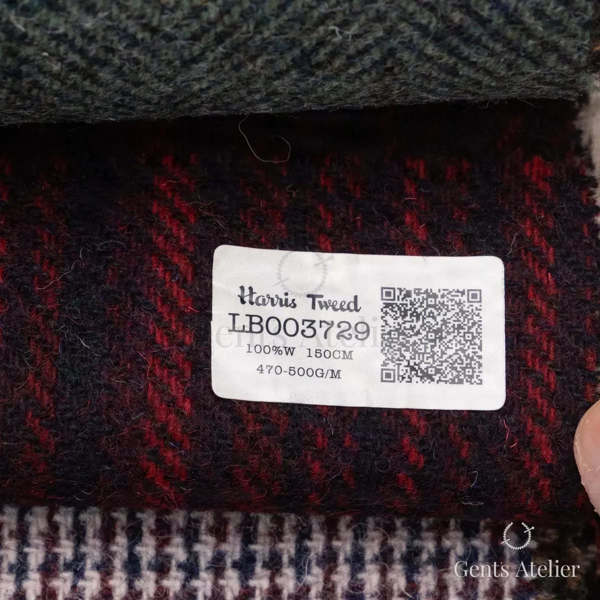 Образец ткани Harris Tweed LB003729 с этикеткой, красный