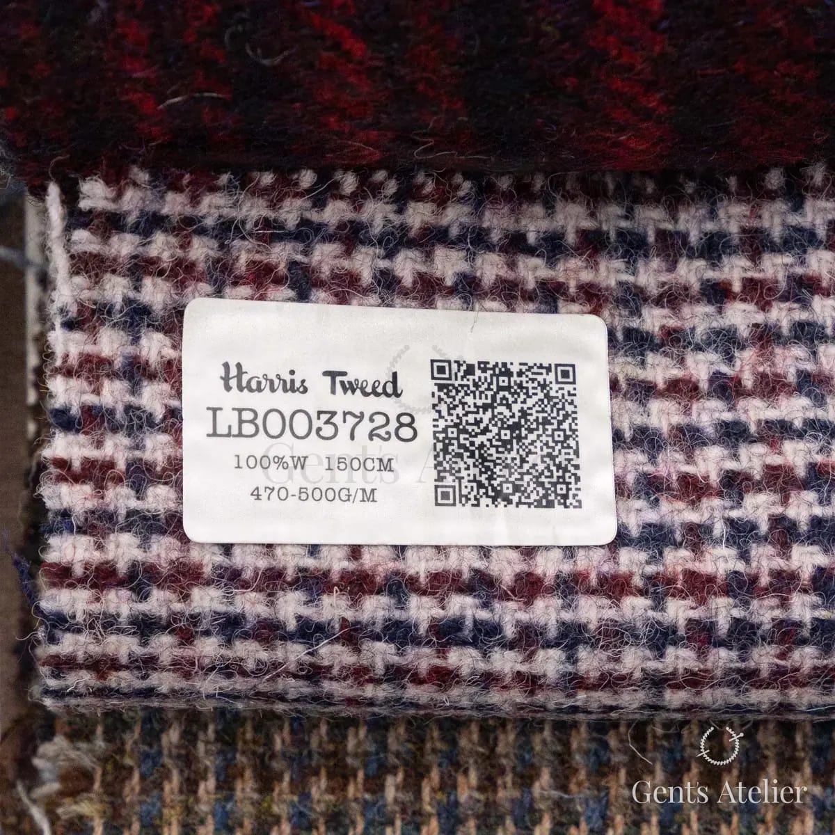 Образец ткани Harris Tweed LB003728 с этикеткой, бордовый
