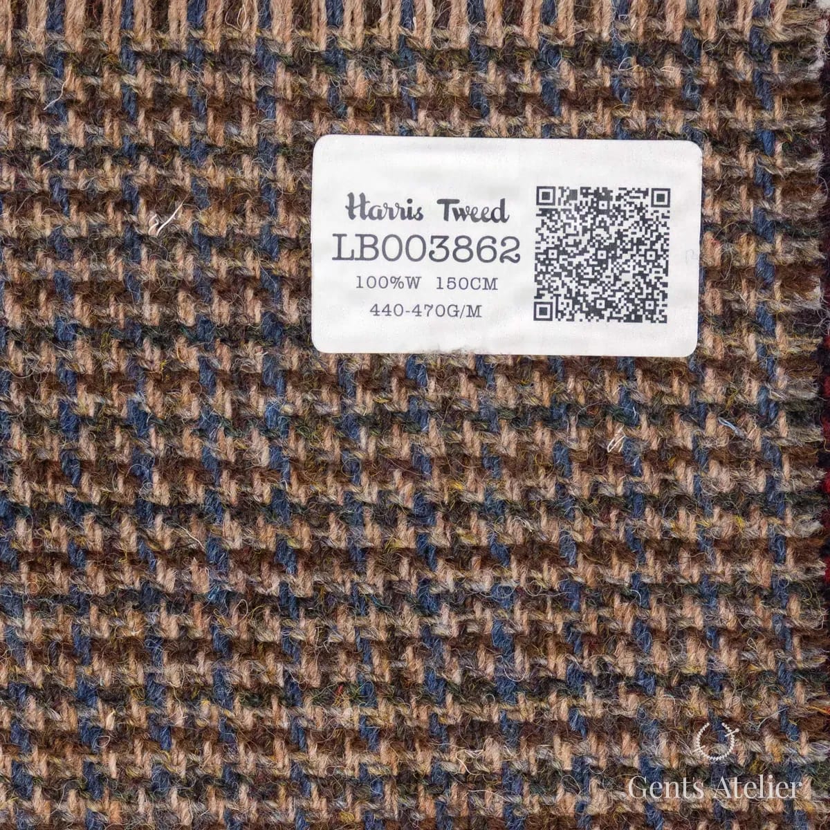Образец ткани Harris Tweed LB003862 с этикеткой, коричневый