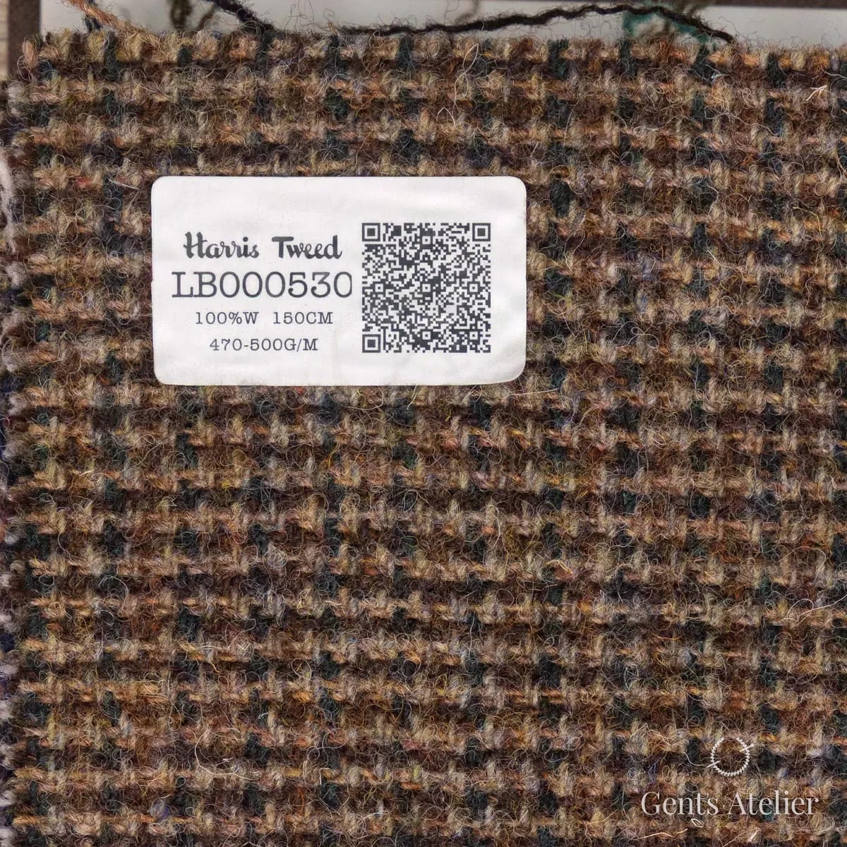 Образец ткани Harris Tweed LB000530 с этикеткой, коричневый