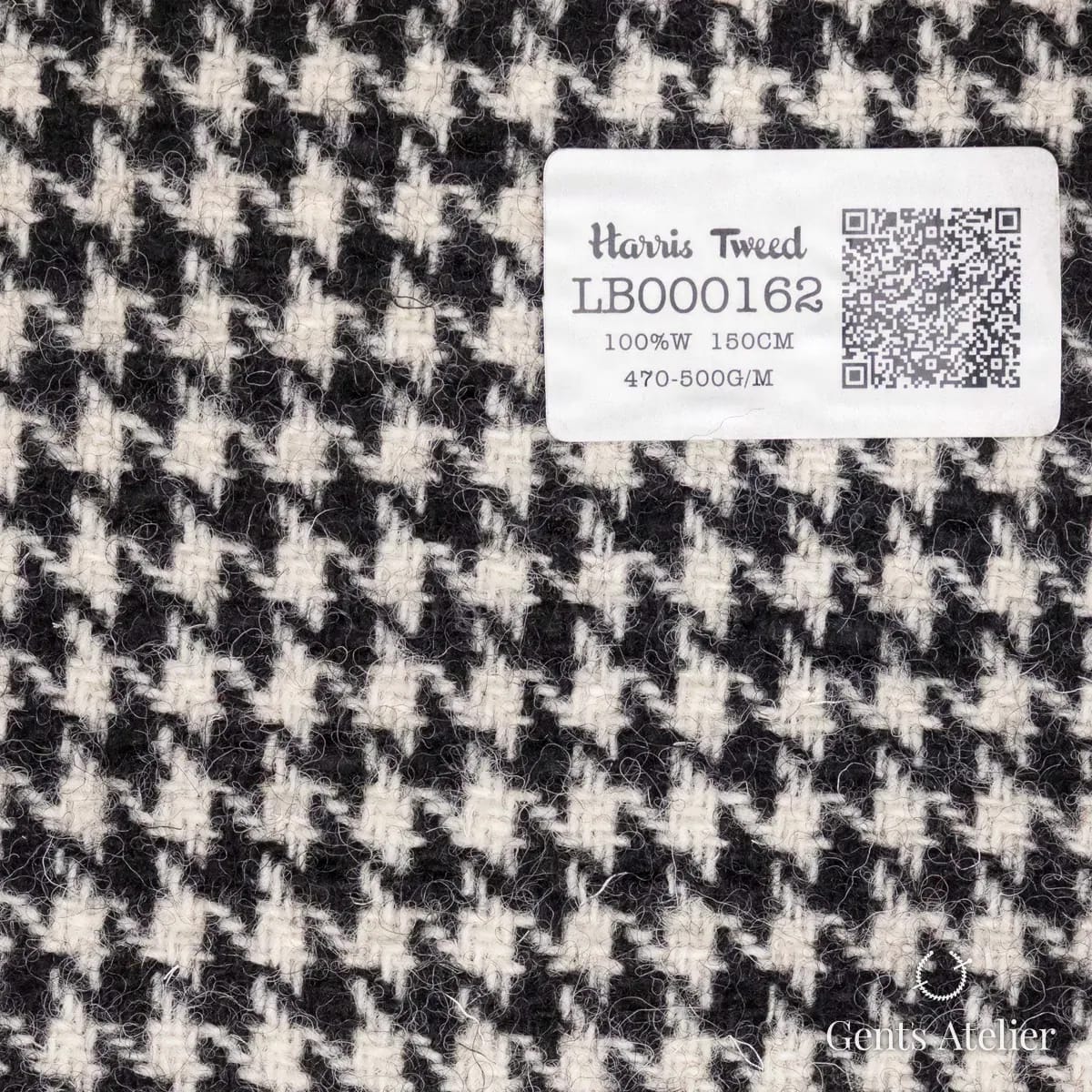 Образец ткани Harris Tweed LB000162 с этикеткой, чёрный