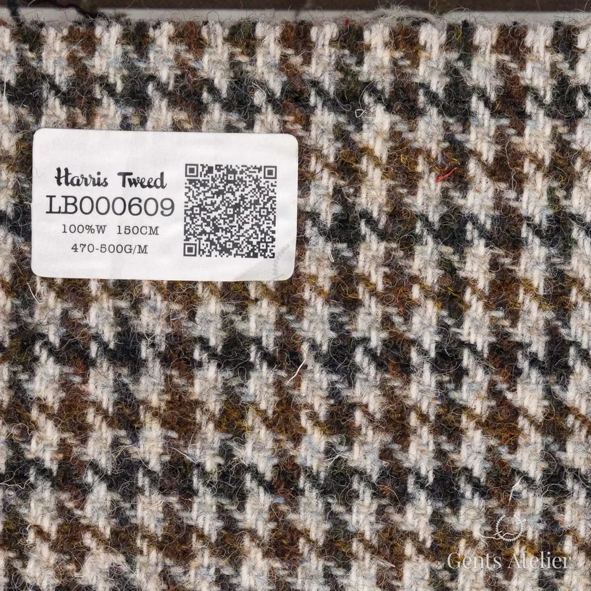 Образец ткани Harris Tweed LB000609 с этикеткой, коричневый