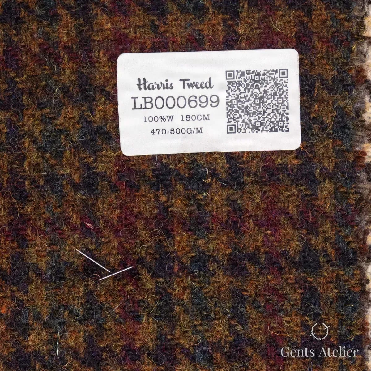 Образец ткани Harris Tweed LB000699 с этикеткой, терракотовый