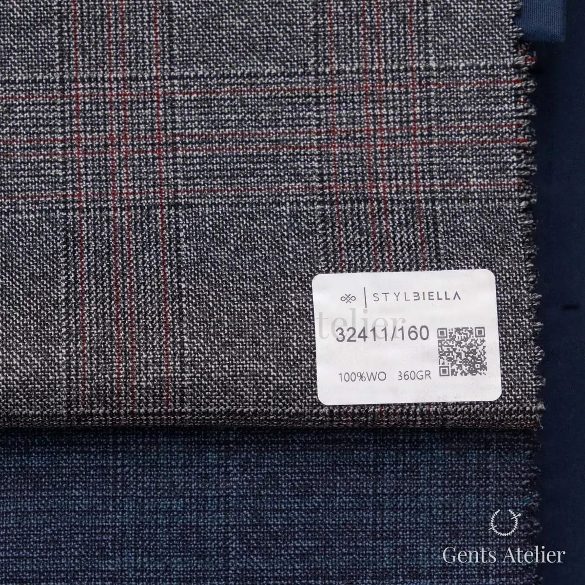 Образец ткани Stylbiella 32411/160 с этикеткой, серый