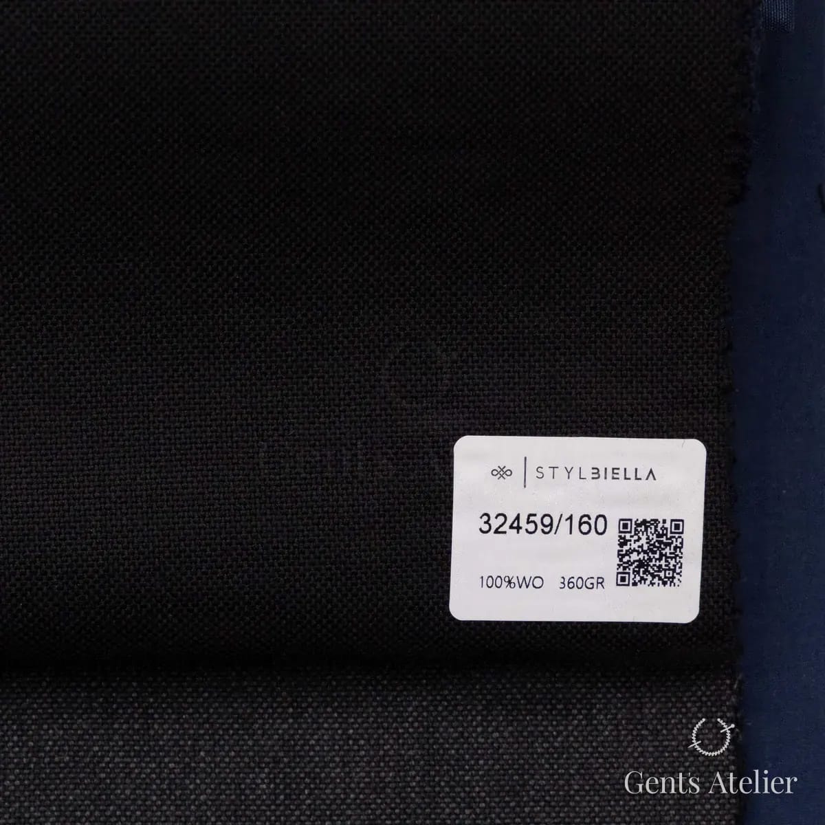 Образец ткани Stylbiella 32459/160 с этикеткой, чёрный