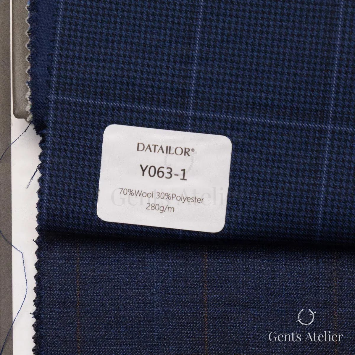 Образец ткани Tailor Y063-1 с этикеткой, тёмно-синий