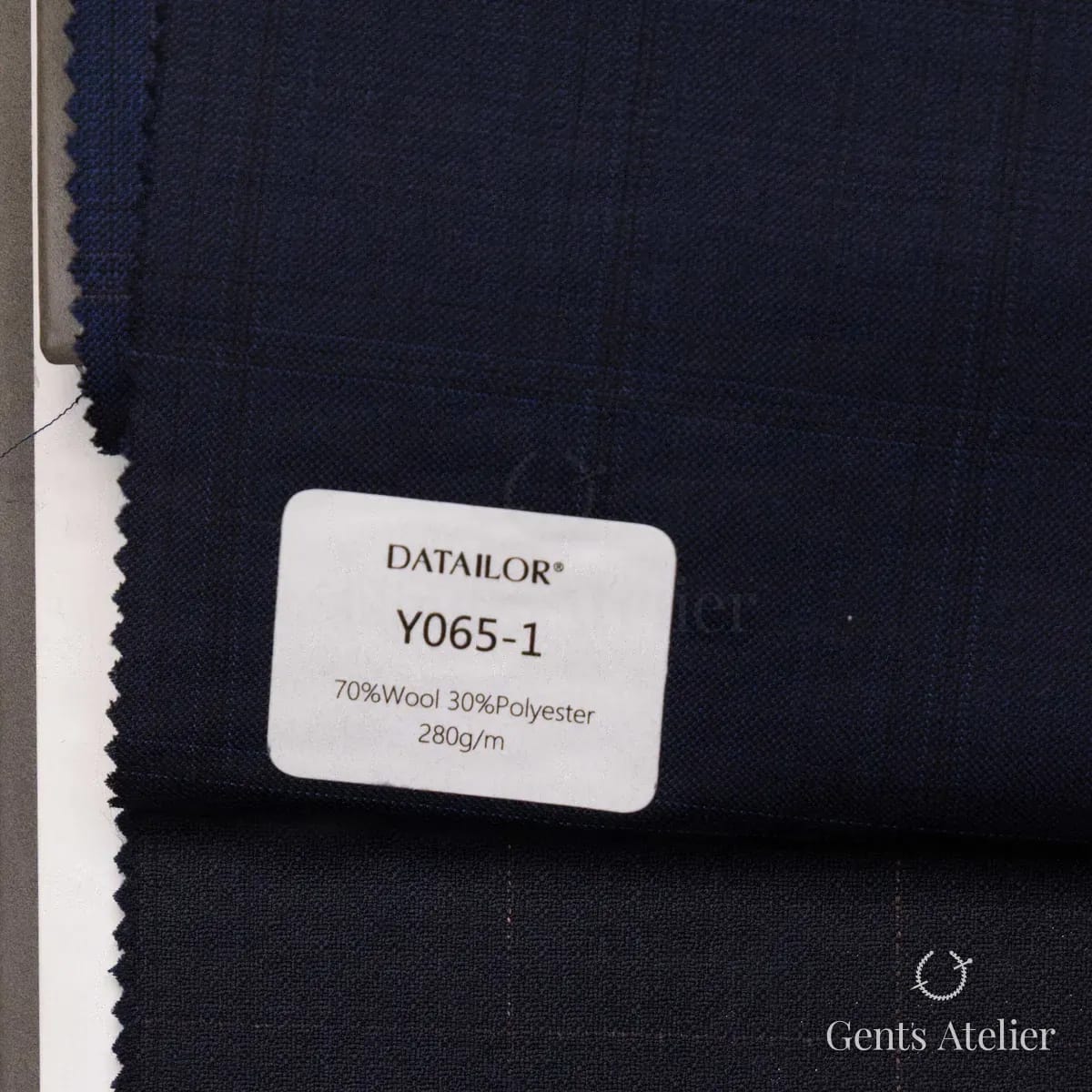 Образец ткани Tailor Y065-1 с этикеткой, тёмно-синий