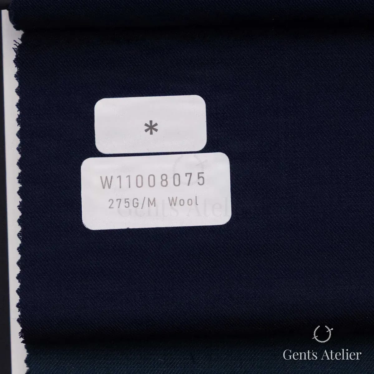 Образец ткани Tailor W11008075 с этикеткой, тёмно-синий